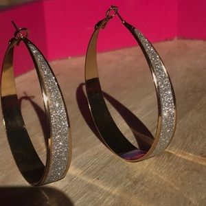 Gold and Sparkly Hoop Earrings
